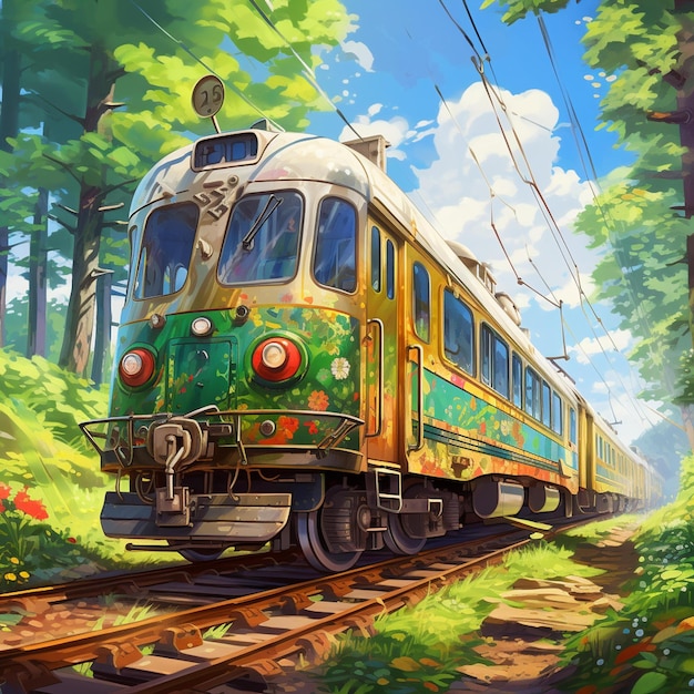 Una pintura de un tren con el número 4 en él