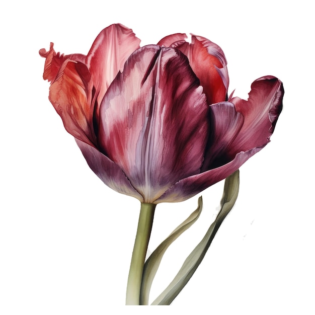 Una pintura de un tulipán morado con la palabra tulipanes.