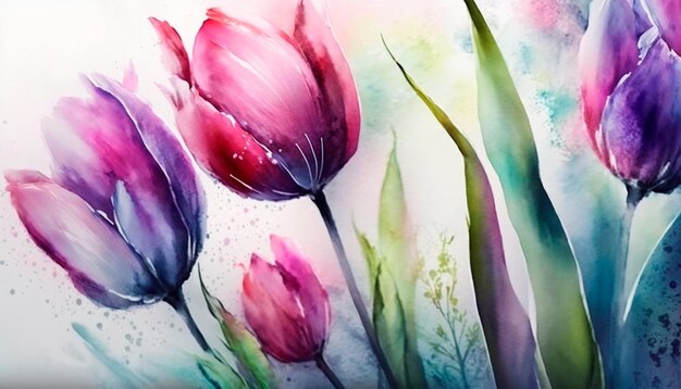 Una pintura de tulipanes con la palabra tulipanes.