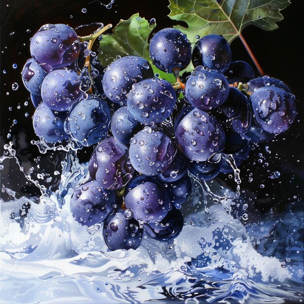 Foto una pintura de uvas con la palabra b en ella