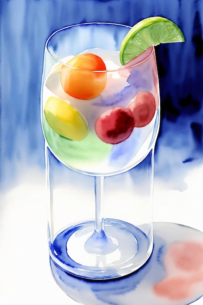 una pintura de un vaso lleno de fruta