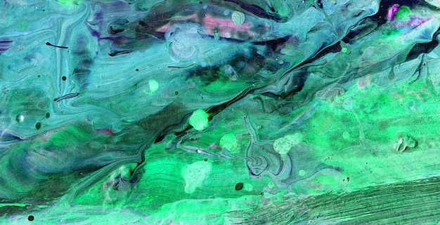 Una pintura verde y azul de un remolino verde con la palabra océano en el centro.