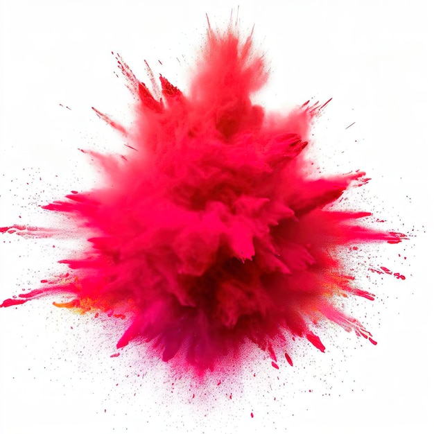 Pintura vermelha brilhante Holi cor pó festival explosão explosão isolado fundo branco