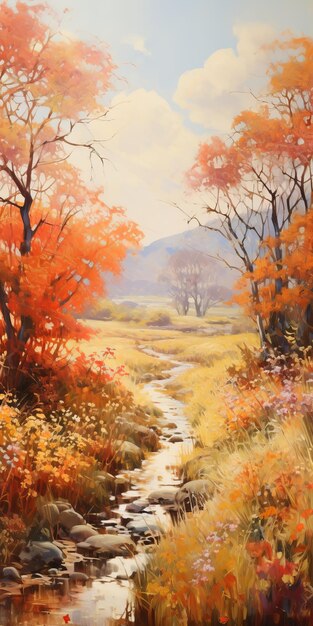 Foto pintura vibrant autumn stream por david nordahl e joong keun lee