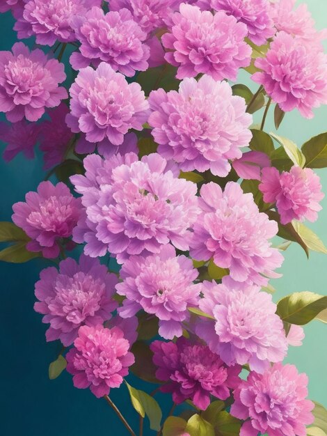 Pintura vibrante inspirada em flores cor-de-rosa