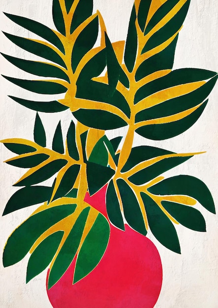 Pintura vintage colorida botánica