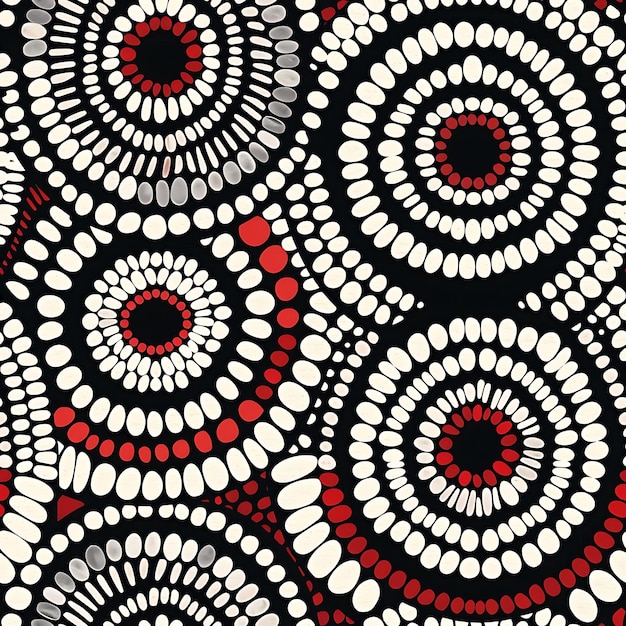 Foto pinturas aborígenes de puntos representadas en formas abstractas con tinta de collage de arte de patrón de azulejos sin costuras