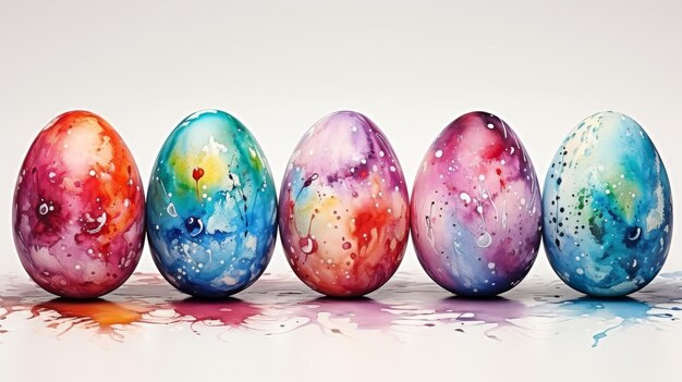 Pinturas aquareladas de ovos de páscoa pastel definidas para decoração festiva em fundo branco