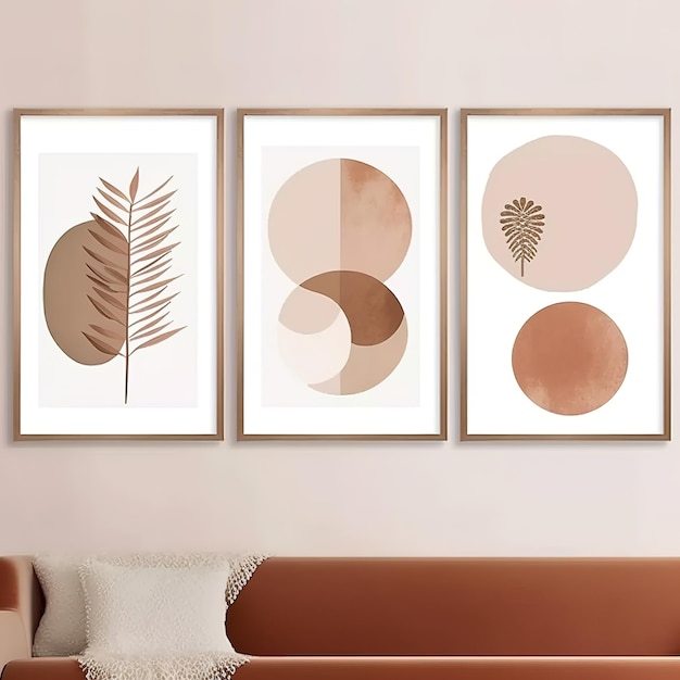 Foto pinturas com moldura de estilo boho design interior minimalista