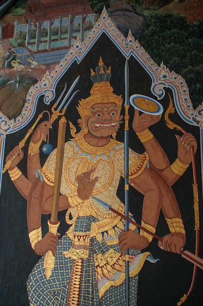 Pinturas históricas en el Templo del Buda de Esmeralda y el Gran Palacio de Bangkok