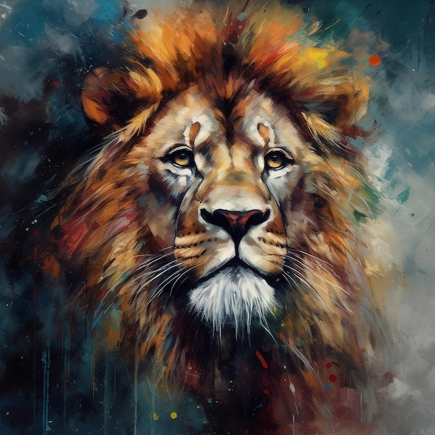 Pinturas de ilustraciones de leones de arte mural único