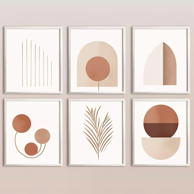 pinturas con marco de estilo boho diseño interior minimalista