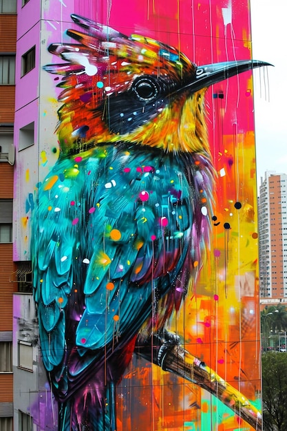 pinturas murais de arte de rua vibrantes em áreas urbanas que retratam várias espécies ameaçadas de extinção