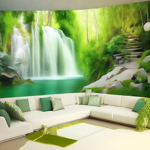 Pinturas murales naturales modernas en 3D