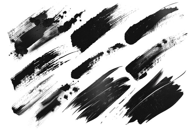 Foto pinturas negras abstractas en un lienzo blanco adecuadas para proyectos artísticos