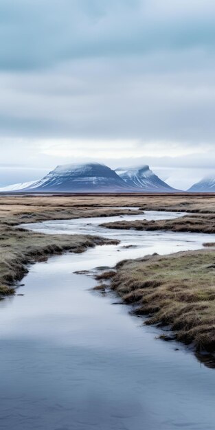 Pinturas de paisajes atmosféricos de pantanos y montañas en Islandia