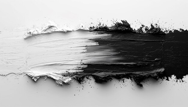 Pinturas pretas e brancas textura de fundo abstrata mancha de tinta a óleo branca sobre branco