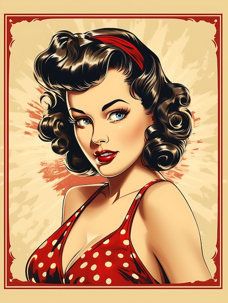 PinUp Girl Kirschrote Lippen Verspielte Schriftart Leopardenmusterbesatz 2D-Etikett Vintage-Design Verpackungsvorlage