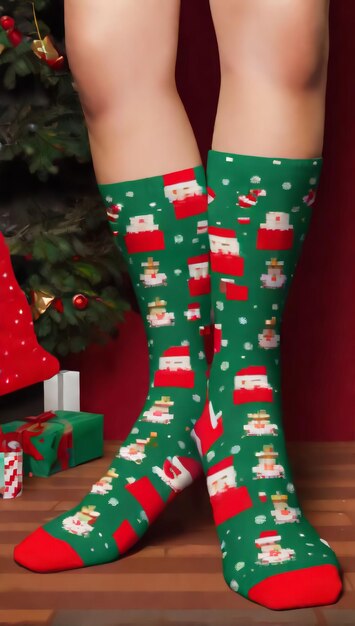 PinUp Xmas Sock Pixel Art Design Socken Kreative Kleidung