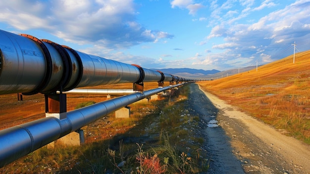Pipeline ao longo da estrada de terra