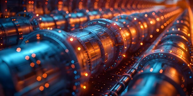 Pipeline de hidrogênio futurista em 3D simbolizando a mudança para um setor de energia neutro em carbono Conceito Transição de Energia Tecnologia de Hidrogênio Infraestrutura futurista Sustentabilidade