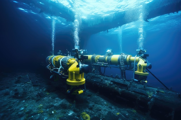 Foto pipeline subaquático para o transporte de gás ou petróleo infraestrutura crítica