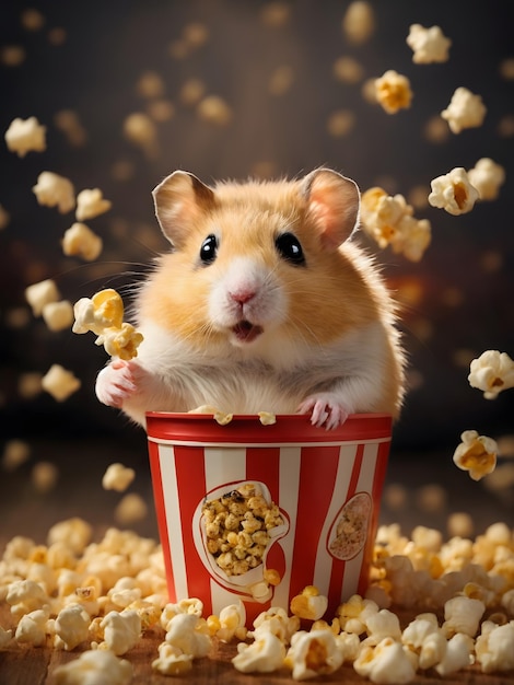 Pipoca de hamster onde os grãos estourados são todos hamsters individuais que foram abertos