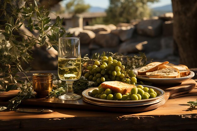 Foto piquenique de serenidade no olive day sob as oliveiras
