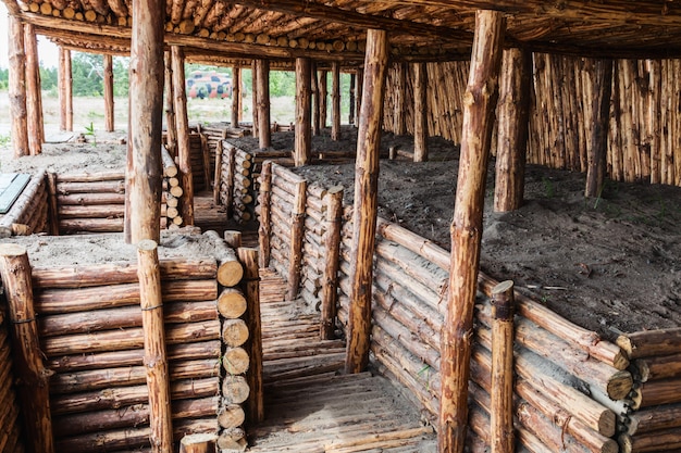 Piragua y las trincheras de madera