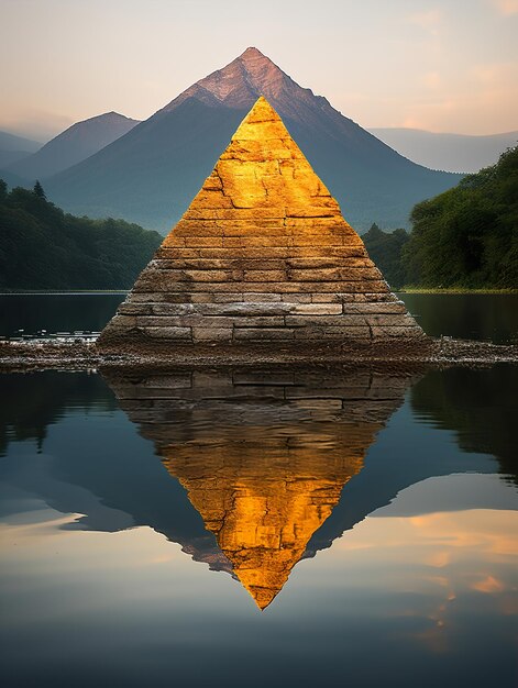 pirámide en el agua HD 8K papel tapiz Imagen fotográfica de stock