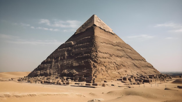 Pirámide antigua en la cultura egipcia del cielo azul del desierto