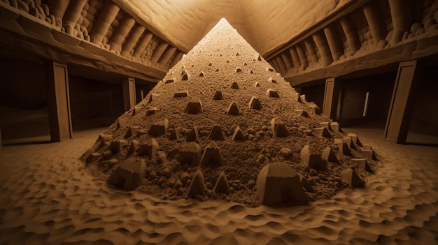 Foto una pirámide de arena está hecha por el artista del artista.