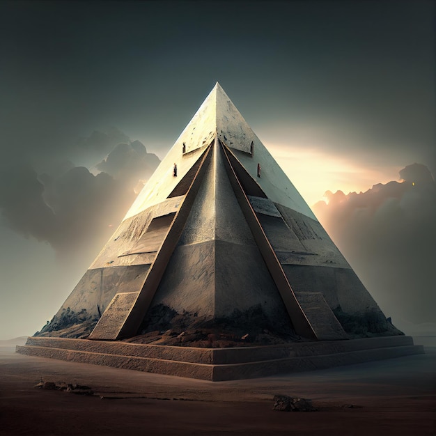 Pirâmide com símbolos e imagens Generative AI