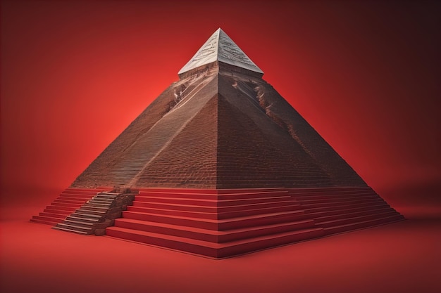 Pirâmide criativa e colorida sobre um fundo de cor sólida ai generativa