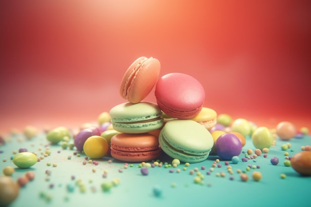 Pirâmide de macarons coloridos Gerar Ai