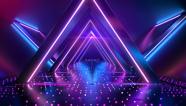 una pirámide con luces y una Pirámide con un fondo púrpura