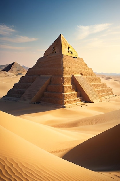 pirâmide no meio do deserto 8k
