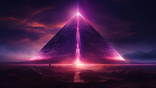 Una pirámide con una pirámide en el medio y un letrero que dice pirámide