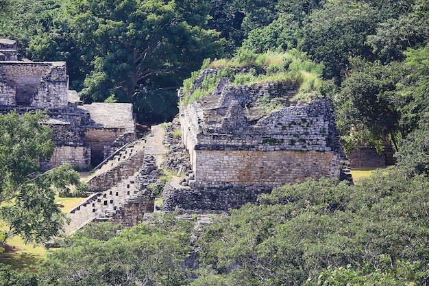 Pirâmides do méxico cidade antiga maia, paisagem américa pré-colombiana chicenica maya