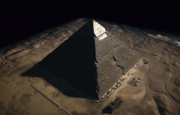 Pirámides y esfinges en la meseta de Giza en el desierto de Egipto vista desde arriba