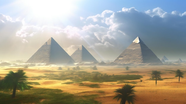Las pirámides de Giza al atardecer