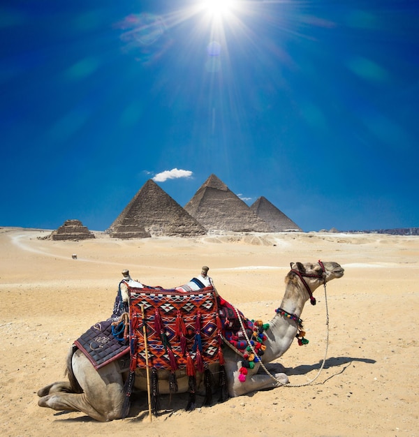 Pirámides con un hermoso cielo de Giza en El Cairo Egipto