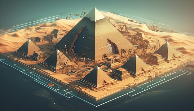 Pirâmides isométricas de Giza ilustração criativa