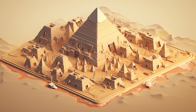 Las pirámides isométricas de Giza Ilustración creativa