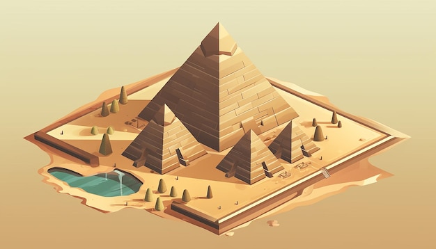 Las pirámides isométricas de Giza Ilustración creativa