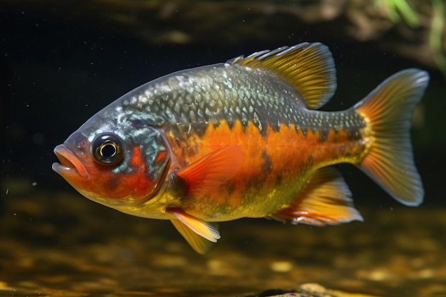 La piraña es un pez tropical depredador de agua dulce de la fauna exótica de la Amazonía generada por la IA Feroz