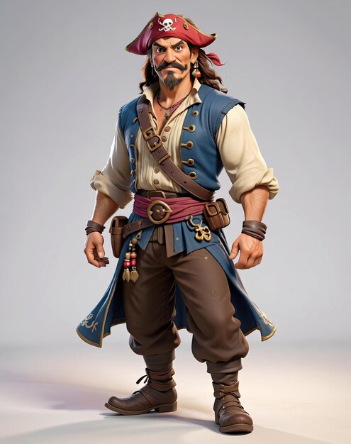 un pirata con barba y sombrero