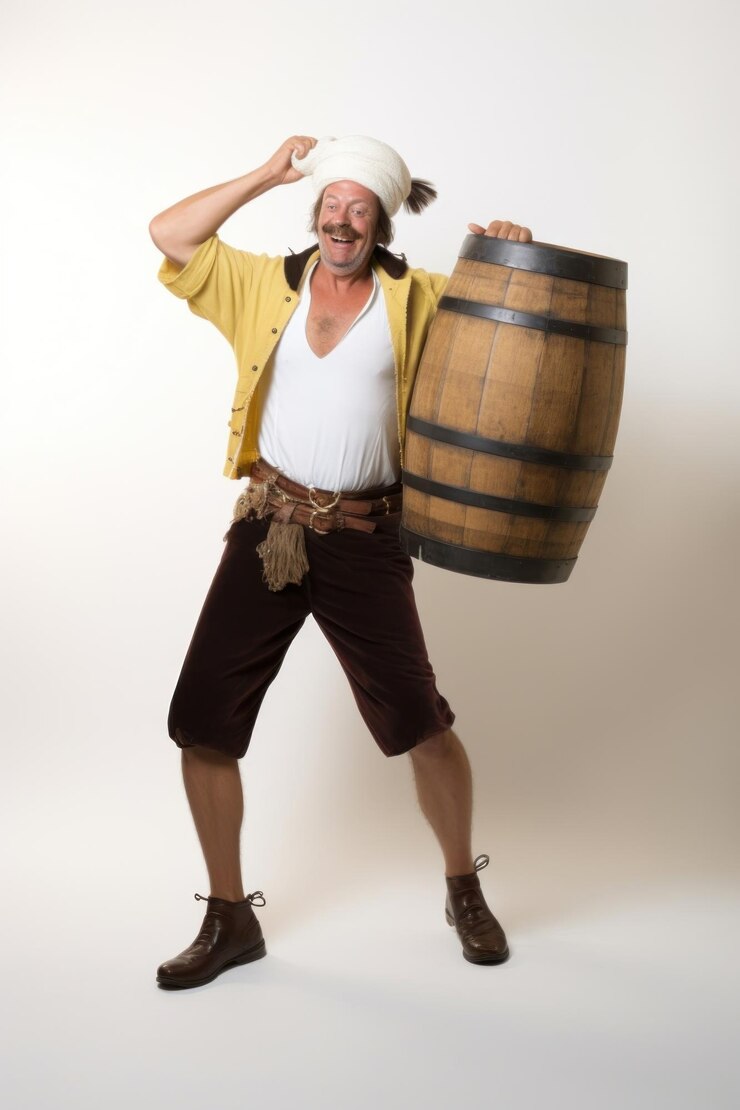 Foto pirata de barril adulto disfarçado