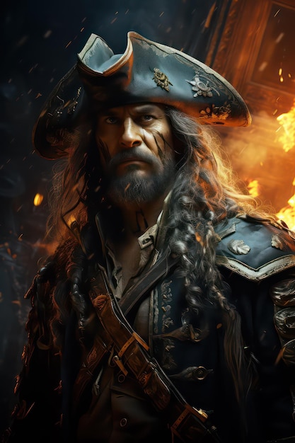 Pirata fundo pirata capitão barba-preta jack sparrow desenho animado pirata swashbuckler pirata velho pira