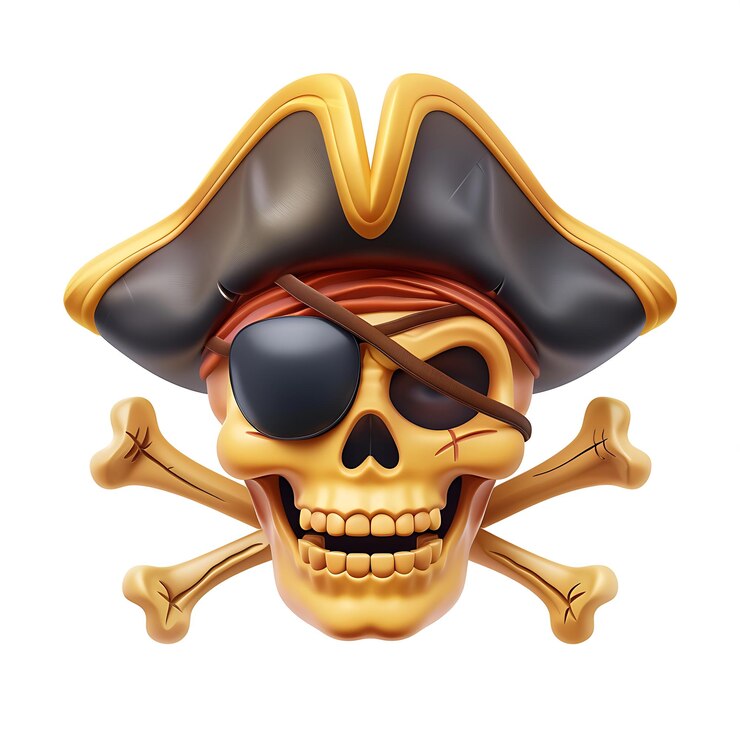Foto pirate skull emoji com chapéu
